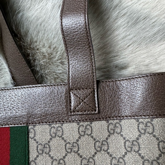 Gucci Tote GG Supreme Large Ophidia Vertical Shopping Tote Brown - Picture 13 of 13